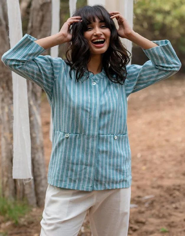 Sea Green Striped Top