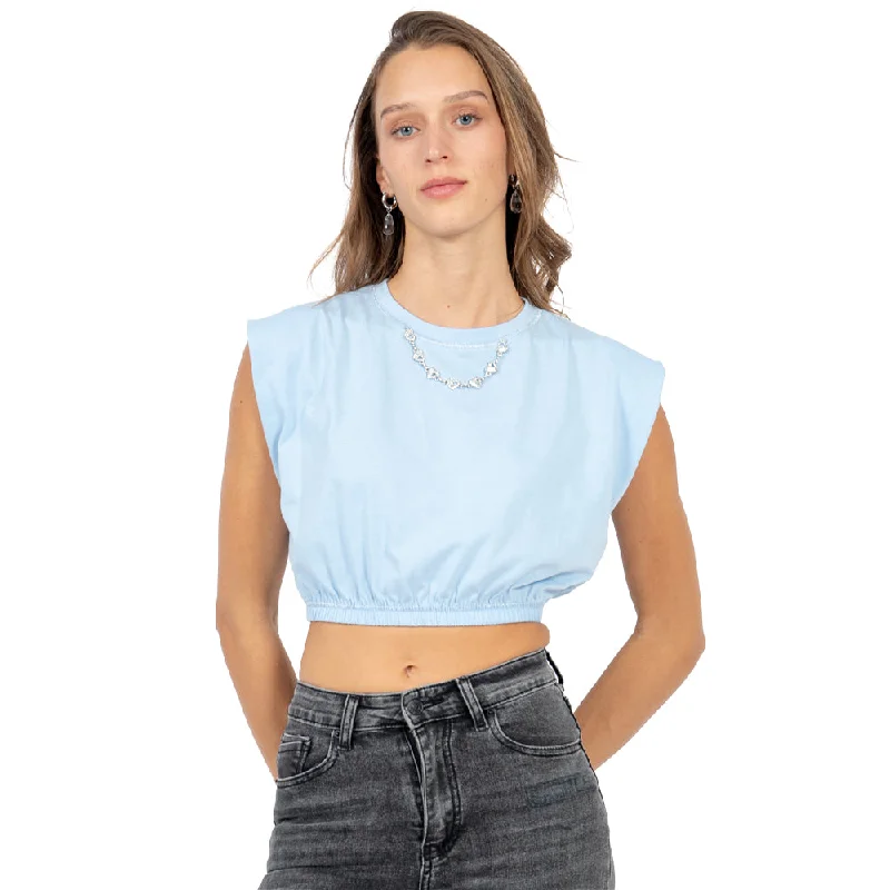 PLAYERA SIN MANGAS CON RESORTE Y CADENA PARA MUJER FOREVER 21