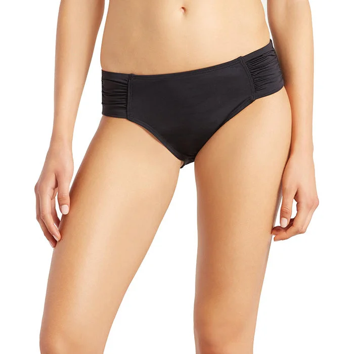 Tommy Bahama Pearl High Waist Side Shirred Bikini Bottom - Black*