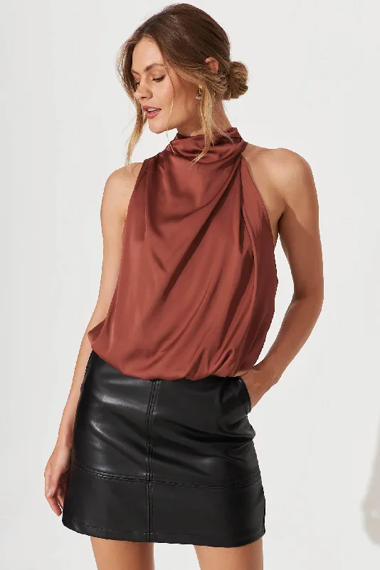 Roxanne Top In Chocolate Satin