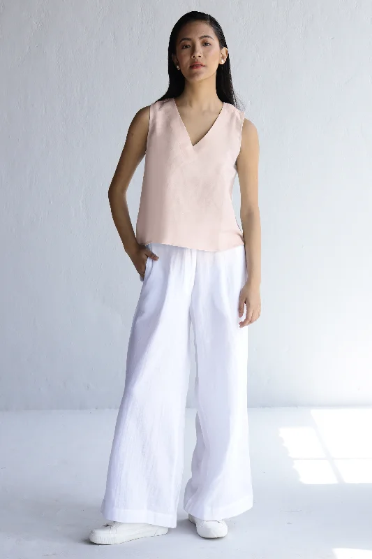 Clara Linen Top: Whisper Pink