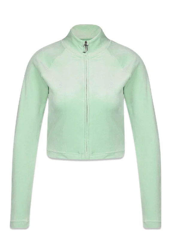 LELU COLOURBLOCK CROPPED TRACK TOP - Greyed Jade