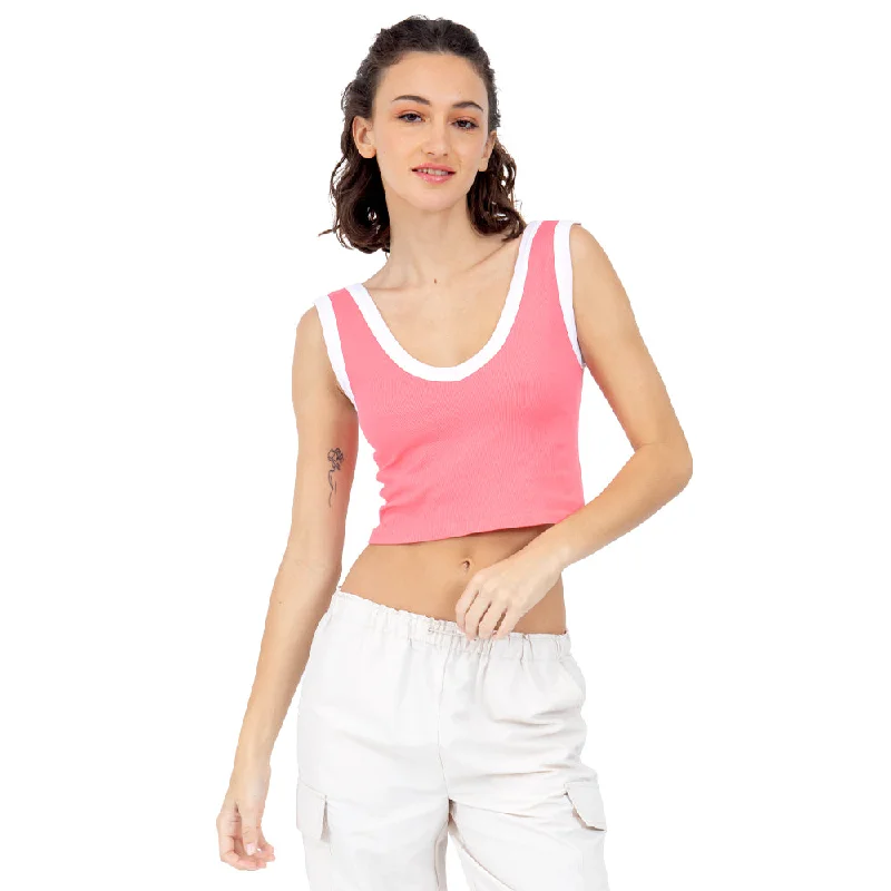 TOP LISO LIGERO CON CONTRASTE PARA MUJER FOREVER 21