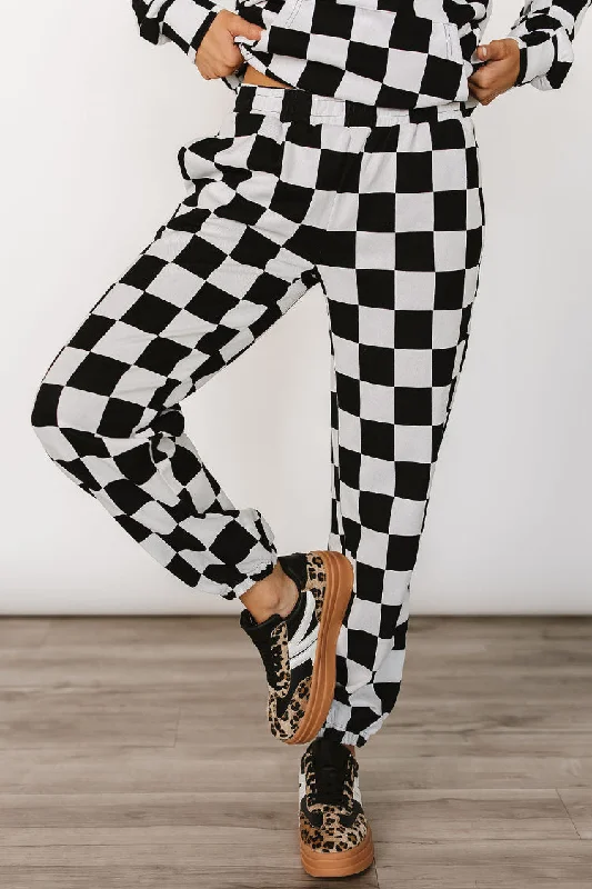 Checkered Joggers - Black Jack