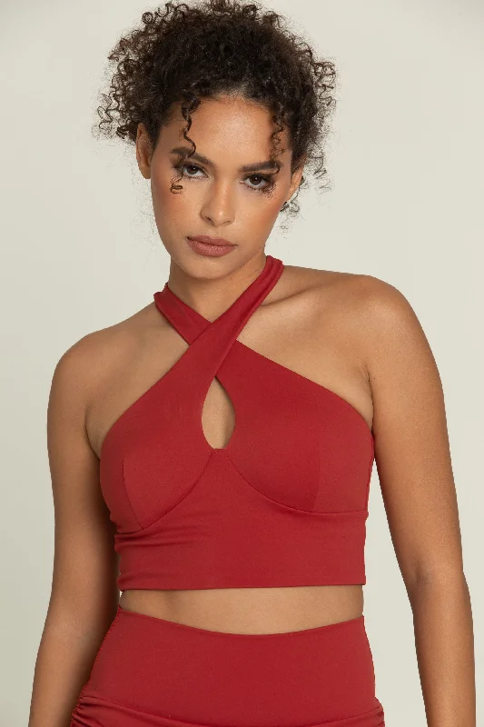 Rust Red Cross Over Yoga Top