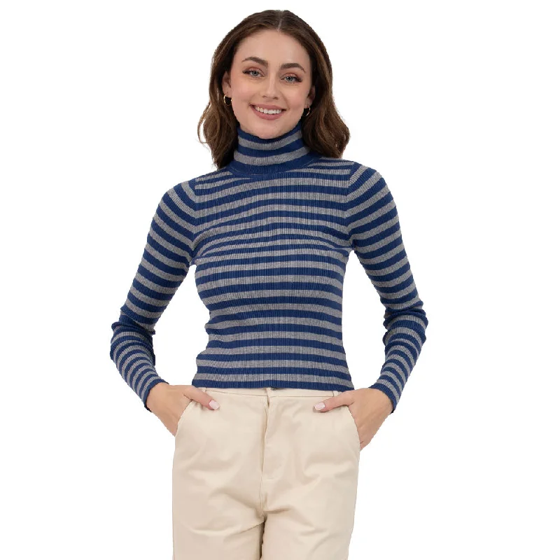 PLAYERA PARA MUJER KNIT HIGH NECK WITH STRIPES FOREVER 21