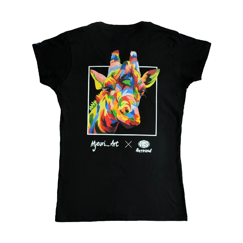 A.S. Africa Giraffe Ladies Vneck (Black)