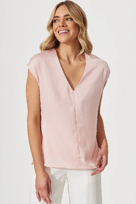 Indiana Top In Blush Satin