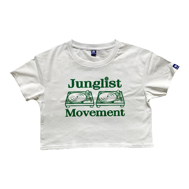 Junglist Movement Crop Top White (Green)